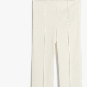 Resim Koton Standart Bel Slim Fit Nervürlü İspanyol Paça Pantolon Kırık Beyaz 5sak40093pw Ekru 