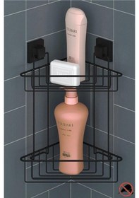Resim Geseus Yapışkanlı Siyah Iki Katlı Banyo Köşe Rafı Ef257S Çok Renkli 