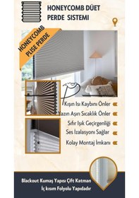 Resim Blackout Karartma Plise Perde Honeycomb Düet Akordiyon Perde Termal Özellikli - 20 X 100 20 X 100 Gri 