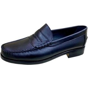 Resim Deri Siyah Kösele Taban Klasik Ayakkabı 