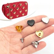 Resim 12 Adet Kalp Şeklinde Metal Perçinler DIY Suni Deri El İşleri İçin - Giysi, Çanta & Kemerler, Düğmeler, Dolaplar İçin Çok Yönlü Dekoratif Bağlantı Elemanları 