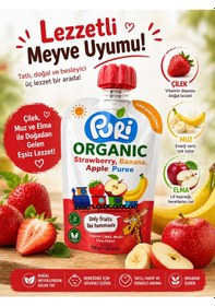 Resim Organic %100 Organik Meyve Püresi Çilek Muz Elma 100 G İlave Şekersiz 