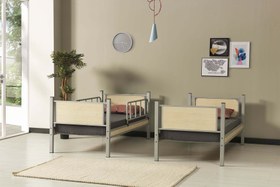 Resim Argimo Yurt Genç Çocuk Odası Metal Ahşap Gri Ranza ve Karyola - 90x190 