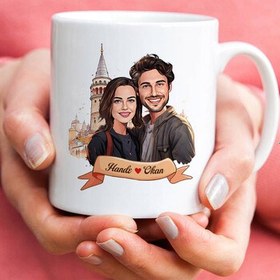 Resim Galata Kulesi ve Aşkımız Karikatürlü Kupa Bardak 