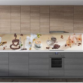 Resim Mutfak Tezgah Arası Folyo Fayans Kaplama Folyosu Orkide Kahve 