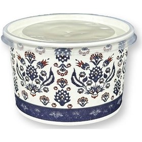 Resim 50 Adet 16 Oz Seramik Desenli Karton Çorba Kasesi Aşure, Dondurma 