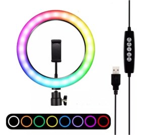 Resim Asfal Renkli Ring Light LED Sürekli Işık 10 Inç Youtuber Light Kuaför Işığı Işık Ayaklı 210 cm Tripod 