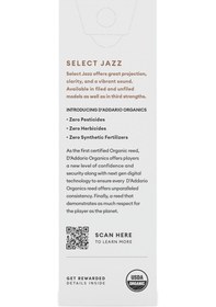 Resim D'addario Orrs05tsx3s Organic Select Jazz Unfiled Tenor Saksafon Kamışı No: 3 Soft Profesyonel/caz - 5'li Paket Kimyasalsız Organik Tarım Sertifikalı Ve Hızlı Tepki 