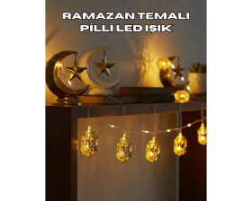 Resim Özbience Pilli LED Işık Altın Fener Dekoru, Ramazan Kutlamaları Için Şık Seçenek 