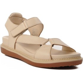 Resim Venüs Bej İçi Dışı Hakiki Deri Kadın Sandalet Bej 