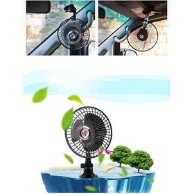 Resim 12 V 8 İnç Araç Taşınabilir Fan Araba Masası Vantuz Fan Döner Braket Fan Mini Klima 
