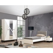 Resim Safir Genç Odası, 3 Kapaklı Dolap Karyola Komodin (504437367) Beyaz 