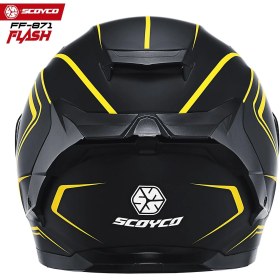 Resim Scoyco 871 Flash Full Face Ece Onaylı Vizörlü Motosiklet Kaskı Sarı Siyah 