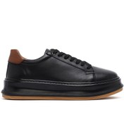 Resim Derimod Erkek Siyah Bağcıklı Kalın Tabanlı Deri Sneaker 25SFD675118 