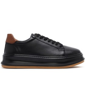 Resim Derimod Erkek Siyah Bağcıklı Kalın Tabanlı Deri Sneaker 25SFD675118 
