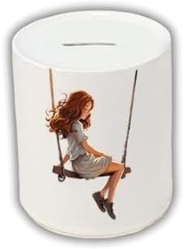 Resim Salıncaktaki Kız Baskılı Kumbara - Para Biriktirme Kumbarası 