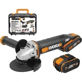 Resim Worx WX803 20VOLT 2.0/4.0 Ah. Li-Ion Çift Akülü 125MM Profesyonel Şarjlı Avuç Taşlama 
