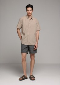 Resim Colin's Colins Regular Fit Shirt Neck Düz Erkek Bej Kısa Kol Gömlek Cl1083096 Q1.v1 Beı 