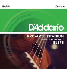 Resim D'Addario EJ87S EJ Serisi Ukulele Tel Seti (Soprano - Titanyum) 