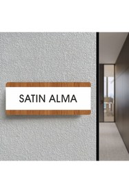 Resim zafrakreklam SATIN ALMA Ofis Departman Kapı İsimliği, Yönlendirme levhası 26X10Cm BEYAZ-CEVİZ 