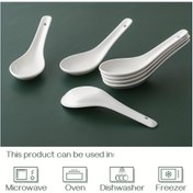 Resim 6 Adet Seramik Çorba Kaşığı Seti - Çok Amaçlı Beyaz Tatlı Kaşığı Vietnam Pho, Miso, Wonton, Ramen, Mantı için - Mikrodalga, Fırın, Bulaşık Makinesi, Dondurucu Güvenli 
