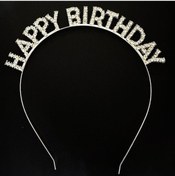 Resim Gümüş Kristal Taşlı Happy Birthday Doğum Günü Tacı İthal Ürün A Kalite 17x16 Cm 