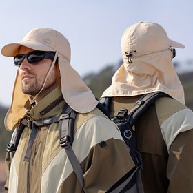 Resim 1 adet Erkek Yaz Güneş Koruma Şapkası - Geniş Kenarlı Şal Dağcılık Şapkası, Rahat Polyester - Açık Hava Balıkçılığı, Yürüyüş Seyahatleri için İdeal, Plaj Şapkası 
