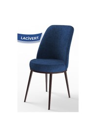 Resim Canisa Concept Dexa Serisi, Üst Kalite Yemek Odası Sandalyesi, Metal Kahverengi Iskeletli, 6 Adet Sandalye Lacivert, Metal 