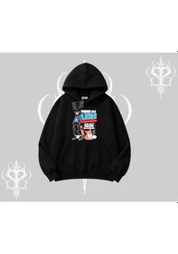 Resim Kapşonlu Sweatshirt Anime Hiker Girl Balance Is Everything Baskılı Siyah 