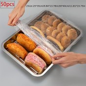 Resim 50 adet Kapaklı Şeffaf Plastik Gıda Servis Tepsisi - Elastik, 30X40Cm Ekmek, Meyve, Sebzeler, Tatlar İçin - Mutfak, Fırın ve Gıda Koruma İçin İdeal, Gıda Koruma Tepsileri 