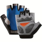 Resim [1 Çift Unisex Yarım Parmak Spor Eldiveni] 1 Çift Unisex Yarım Parmak Silikon Spor Eldiveni, Kaymaz Dayanıklı Antrenman Eldiveni, Sihirli Bant Kapatma, Polyester Kumaş, Dokuma, Elde Yıkanabilir - Siyah 