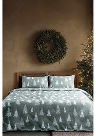 Resim Cotton Collection Kışlık Pazen Tek Kişilik Nevresim Seti Evergreen Renkli 