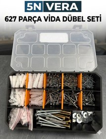 Resim 627 Parça Vida Dübel Seti Organizer Kutu Montaj Ve Tamir Seti Çivi Pul Kanca 11 İnc 