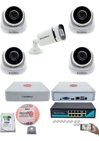 Resim Ip Güvenlik Kamera Seti - 4 İç Mekan Ip Kamera, 1 Dış Mekan Ip Ka 