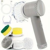 Resim Kablosuz El Tipi Elektrikli Temizlik Fırçası, Döner Başlıklı, ABS Malzeme, USB Şarj Edilebilir, Lityum Pil, Orta Sertlik, Mutfak, Banyo, Oturma Odası, Yatak Odası ve Ocak Temizliği İçin, Ev Temizlik Aracı | Çok Yönlü Ev Fırçası | Dayanıklı ABS Fırça, Temizlik Fırçası 