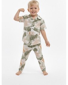 Resim Modanıno Erkek Çocuk %100 Pamuk Ve Gömlek Tarz Pijama Takımı 2-13 Yaş 12687ıs Haki 