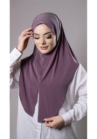 Resim Hürrem Bone Violet Pratik Hazır Geçmeli Tesettür Eşarp Sandy Kumaş Yırtmaçlı Düz Hijab 2310 21 