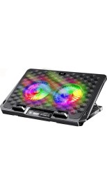 Resim Juo Odin Rgb Işıklı Gaming 2200RPM Çift Fan LED Display Laptop Notebook Soğutucu Stand 