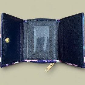 Resim Me-vo Sevimli Lama Desenli Mini Cüzdan, Lacivert, Fermuarlı, Kartlık Ve Para Bölmeli Mor 