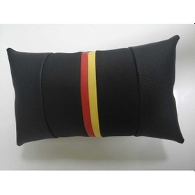 Resim Nubuk Noktalı Deri Araç Oto Seyehat Boyun Yastık Siyah 