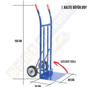 Resim SLCMARKETİM Büyük Boy Katlanabilir Yük Ve Koli Taşıma El Arabası 