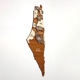 Resim Filistin Haritası - 3D Ahşap Filistin Haritası Arapça ve İngilizce - 22x60 cm 