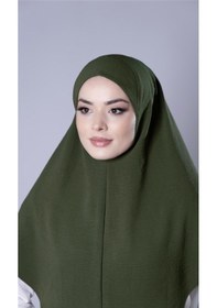 Resim Hürrem Bone Haki Pratik Hazır Geçmeli Tesettür Eşarp Aerobin Kumaş Düz Hijab 2309 09 