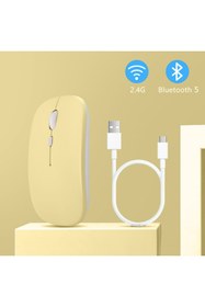 Resim Sneezy Huawei Tablet Şarj Edilebilir Sessiz Mouse Bluetooth + 2.4Hz Wifi Kablosuz Mouse Fare 