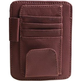 Resim Kahverengi Evrensel Araba Güneş Kalem Tutucu Visor Kart Klip Gözlük Suni Deri Saklama Çantası 