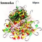Resim Anmuka 50 Adet Ağırlıklı Balıkçılık Oltaları, Yumuşak Yem Yemi İçin Renkli Kurşun Başlıklı - Yeni Yıl Balıkçılık Festivali Temel Ekipmanları 