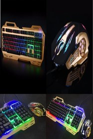 Resim Midday Klavye Ve Mouse Bir Arada Led Işıklı Mekanik Tasarım Rahat Kullanım Rgb Oyuncu Klavye Mouse Set 