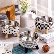 Resim Yükseltilmiş Boyun Koruyucu Paslanmaz Çelik Kedi Kasesi ve Su Kapı, Kaymaz ve Dikine Dayanıklı, Yiyecek ve Su İçin Ayrılabilir Evcil Hayvan Kasesi, Küçük Köpekler, Kediler, Tavşanlar, Sivriler, Hamsterler vb. için Uygun 