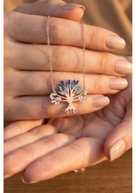 Resim Yaşam Ağacı 925 Ayar Gümüş Kadın Kolye Rose Gold 