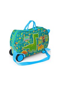 Resim Coral High Kids Mavi Yeşil Dinozor Desenli Otur-çek Çocuk Valizi 16361 Yeşil 